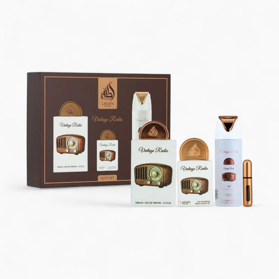 Coffret Cadeau Vintage Radio Eau de Parfum 3 Pièces – Lattafa Pride