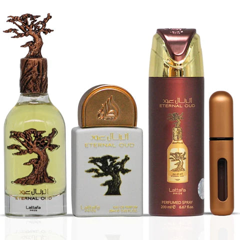 Coffret Cadeau Eternal Oud Eau de Parfum 3 Pièces – Lattafa Pride