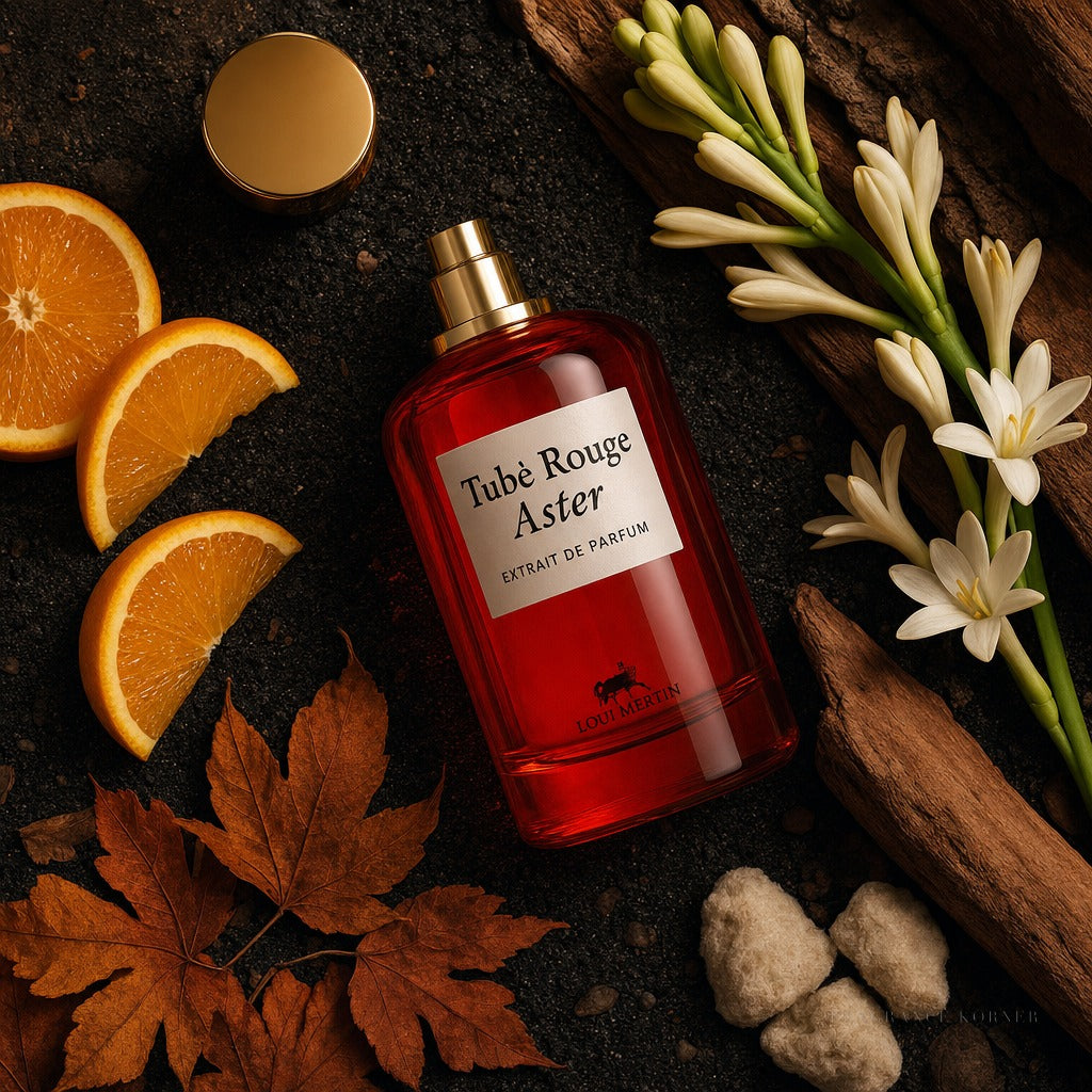 Tubê Rouge Aster - Extrait de Parfum 100ML - Flat Lay